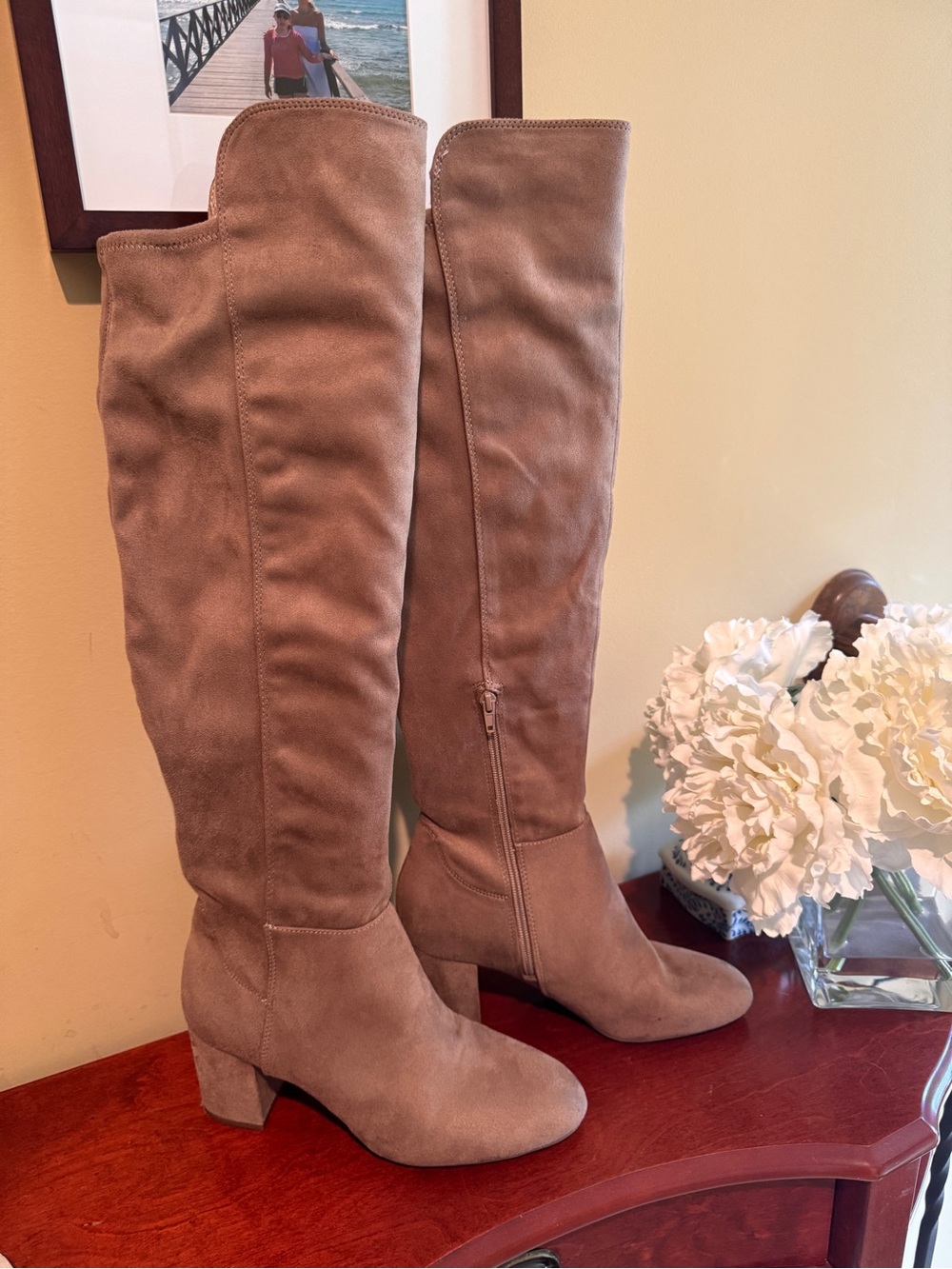Kelly & Katie Taupe Over-the-Knee Suede Boots